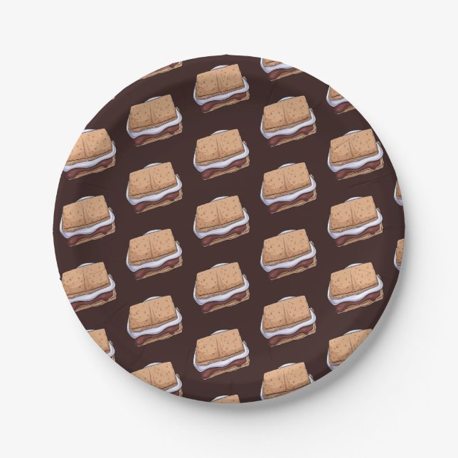 National S’Mores Day Paper Plates (Front)