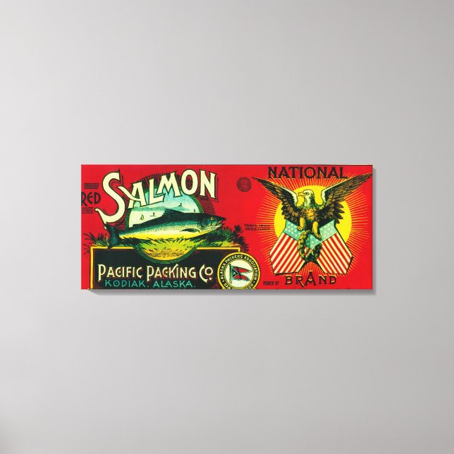 National Salmon Can LabelKodiak, AK Canvas Print (Front)