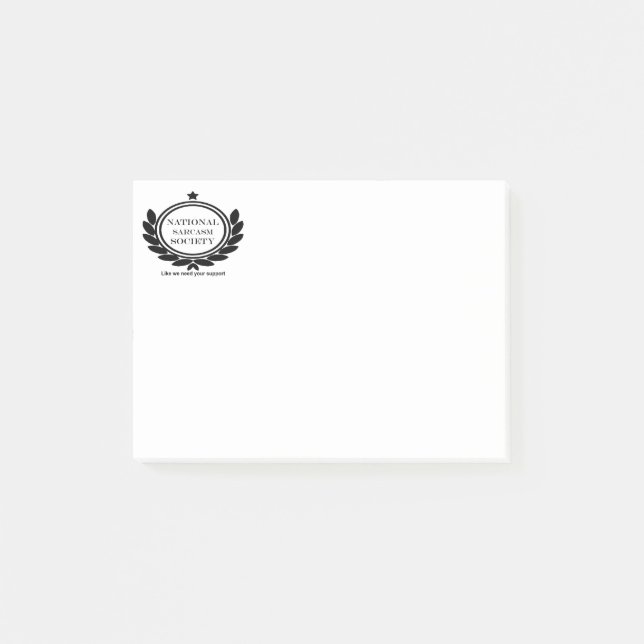 National Sarcasm Society Humor Quote Sarcastic Fun Post-it Notes (Front)