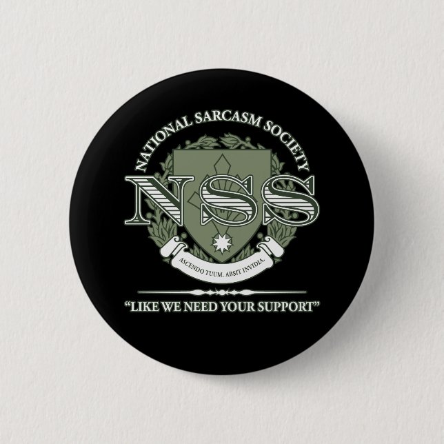 National Sarcasm Society Pinback Button (Front)