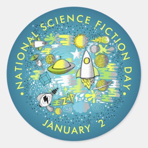 National Science Fiction Day Classic Round Sticker