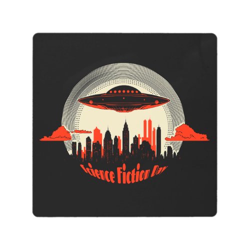 National Science Fiction Day UFO Metal Print