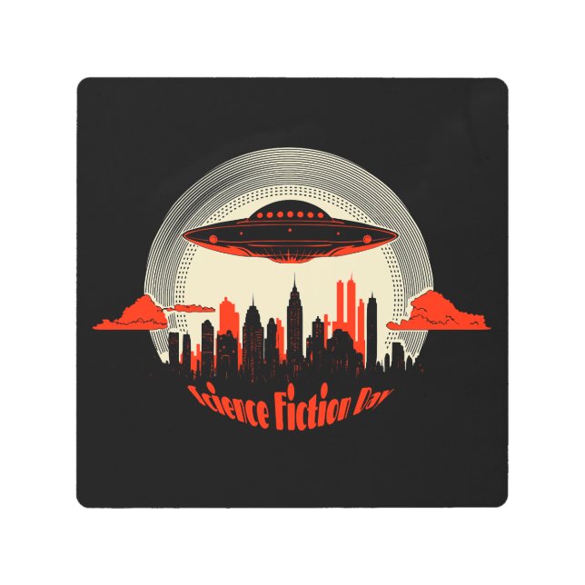 National Science Fiction Day UFO Metal Print (Front)