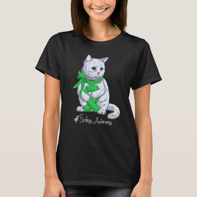 National Scoliosis Awareness Month Green Ribbon Cu T-Shirt (Front)