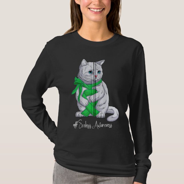 National Scoliosis Awareness Month Green Ribbon Cu T-Shirt (Front)