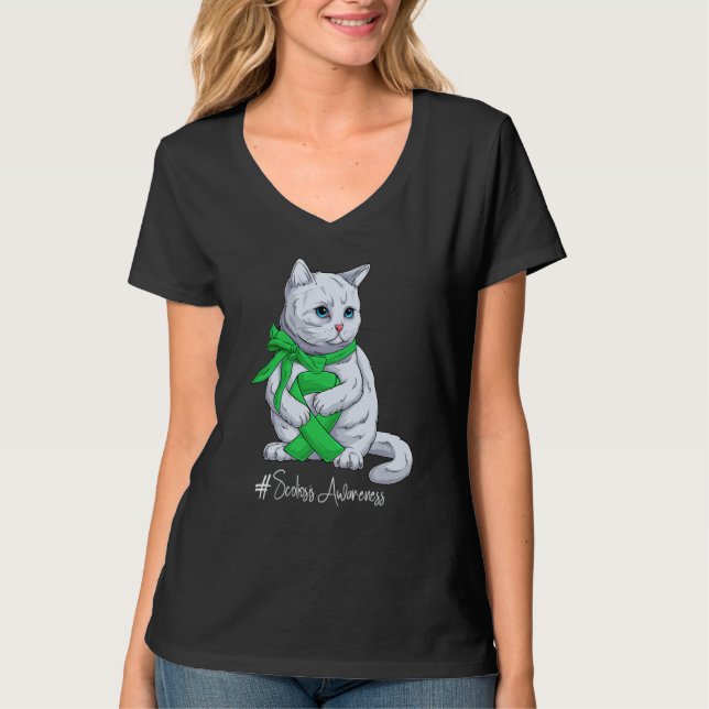 National Scoliosis Awareness Month Green Ribbon Cu T-Shirt (Front)