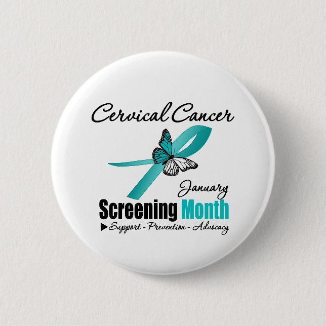 National Screening January Month - Cervical Cancer Pinback Button (Front)