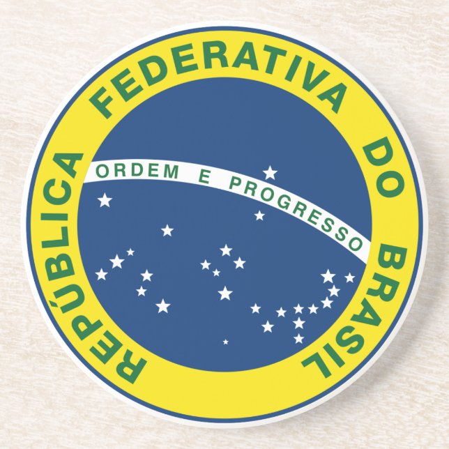 National Seal of Brazil Sandstone Coaster (Front)