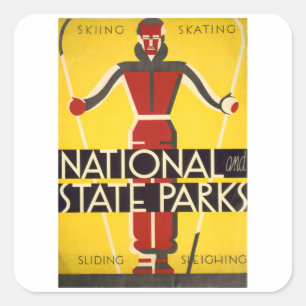National & State Parks - Vintage Travel Square Sticker