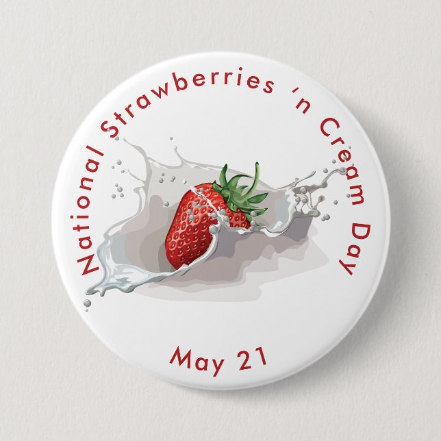 National Strawberries ‘n Cream Day Button (Front)