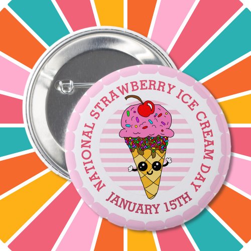 National Strawberry Ice Cream Day  Button