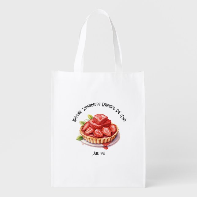 National Strawberry Rhubarb Pie Day Custom  Grocery Bag (Front)