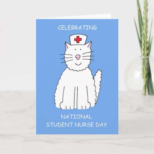 National Student Nurse Day Cute Cartoon Cat Card