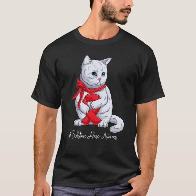 National Substance Abuse Awareness Month Red Ribbo T-Shirt (Front)