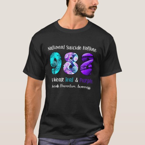 National Suicide Hotline 988 We Wear Teal And Purp T_Shirt