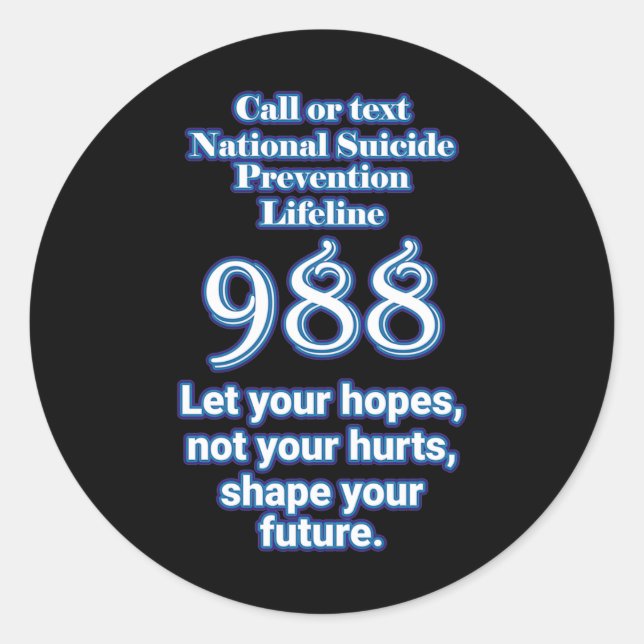 National Suicide Prevention Lifeline 988 Let Your  Classic Round Sticker (Front)
