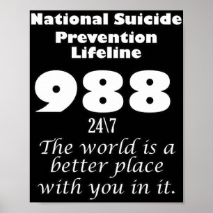 National Suicide Prevention Lifeline 988 With Whit Poster