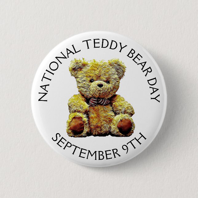 National Teddy Bear Day September 9th Holiday Button (Front)