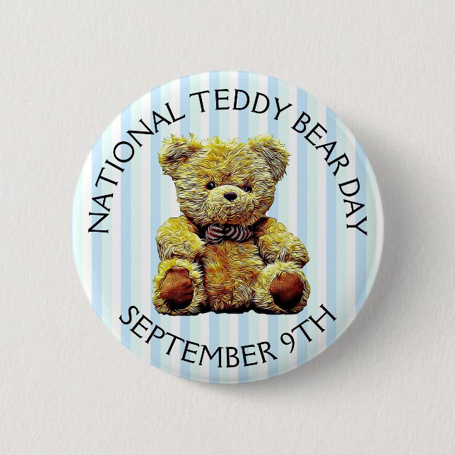 National Teddy Bear Day September 9th Holiday Button (Front)
