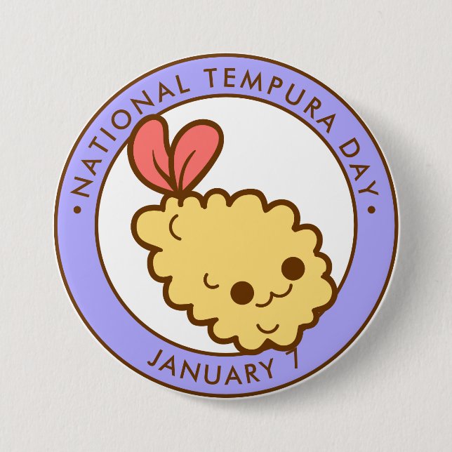 National Tempura Day, kawaii shrimp tempura Button (Front)