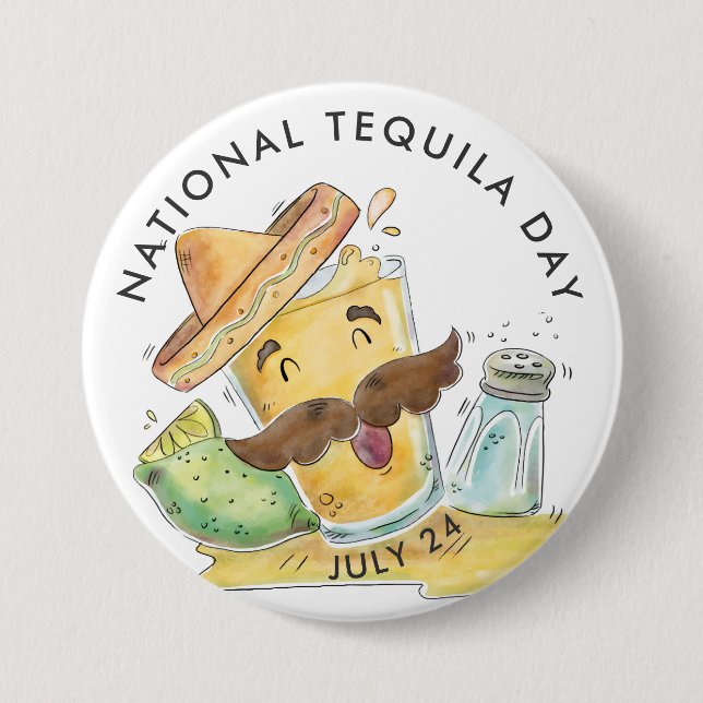 National Tequila Day, watercolor Button (Front)