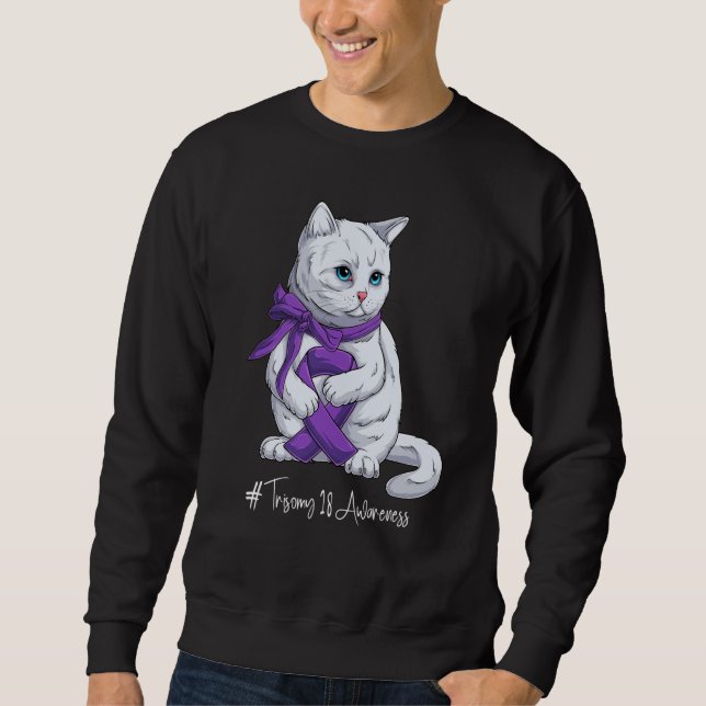National Trisomy 18 Awareness Month Purple Ribbon  Sweatshirt (Front)