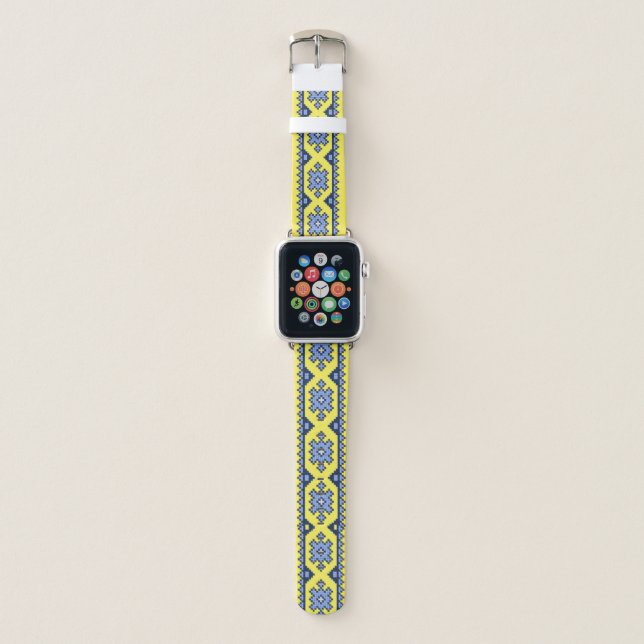 national Ukrainian embroidery ornaments kosnad Apple Watch Band (Front)