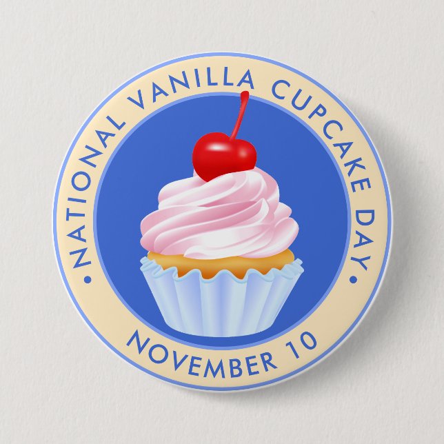 National Vanilla Cupcake Day, cherry Button (Front)