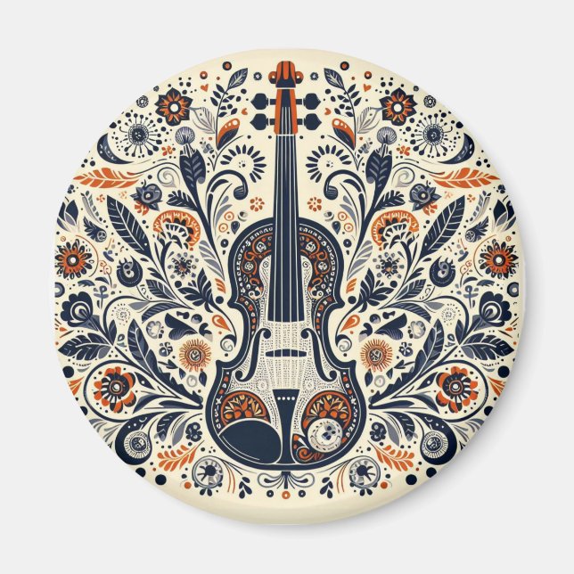 National Violin Day Melody Magnets with Folk Art  (Front)