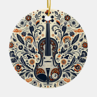National Violin Day Melody Sticker with Folk Art Ceramic Ornament