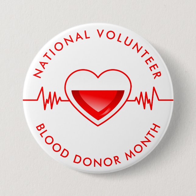 National Volunteer Blood Donor Month Button (Front)