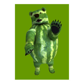 National Watermelon Day Bear Poster
