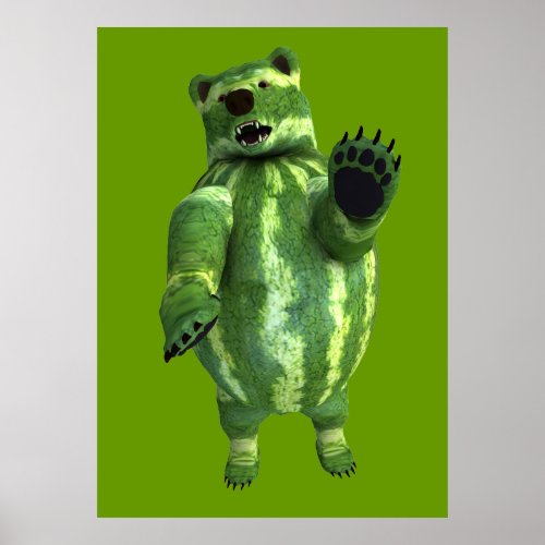 National Watermelon Day Bear Poster