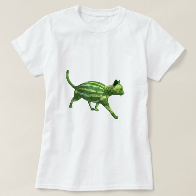 National Watermelon Day Cat T-Shirt (Design Front)