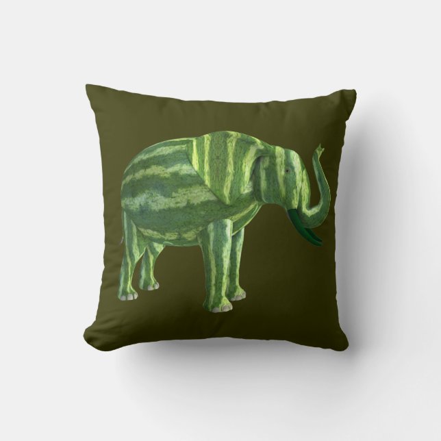 National Watermelon Day Elephant Throw Pillow (Front)