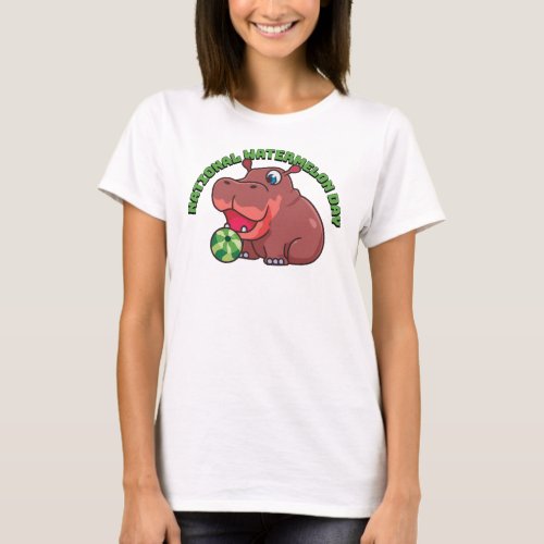 National Watermelon Day hippo T_Shirt