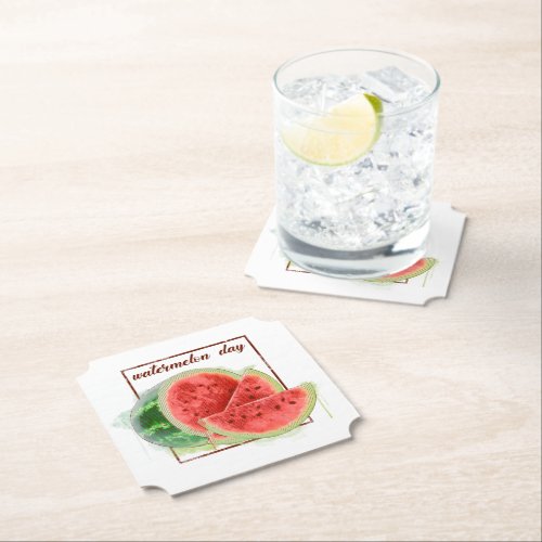 National Watermelon Day Paper Coaster