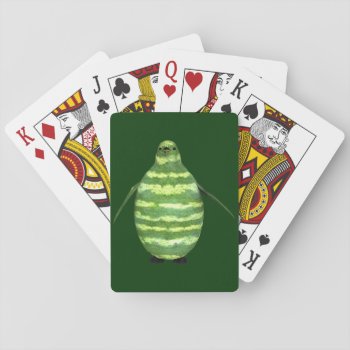 National Watermelon Day Penguin Playing Cards by Emangl3D at Zazzle