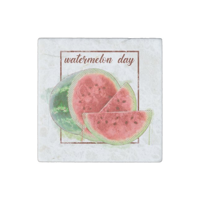 National Watermelon Day Stone Magnet (Front)