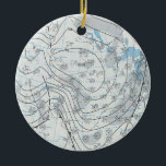 National Weather Map Ceramic Ornament<br><div class="desc">A blue and white weather map with isobars showing a high pressure area in the Midwest.</div>