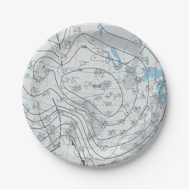 National Weather Map Paper Plates (Front)