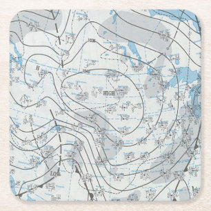 National Weather Map Square Paper Coaster