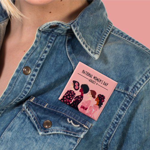 National Womens Day Global Women Pink Floral Button