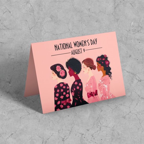 National Womens Day Global Women Pink Floral Holiday Card