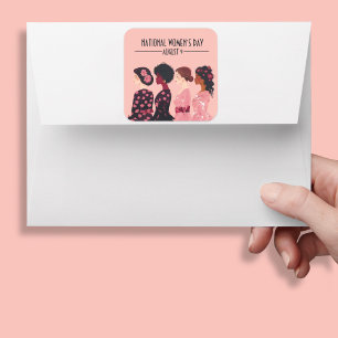 National Women’s Day Global Women Pink Floral Square Sticker