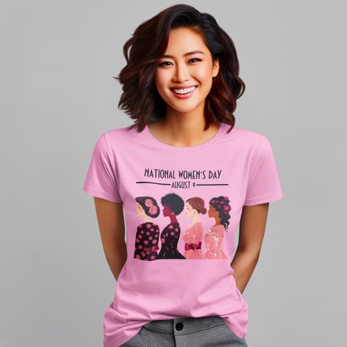 National Womens Day Global Women Pink Floral T_Shirt