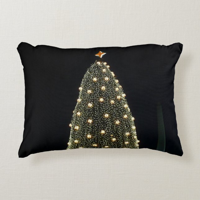 National Xmas Tree & Washington Monument at Night Accent Pillow (Front)
