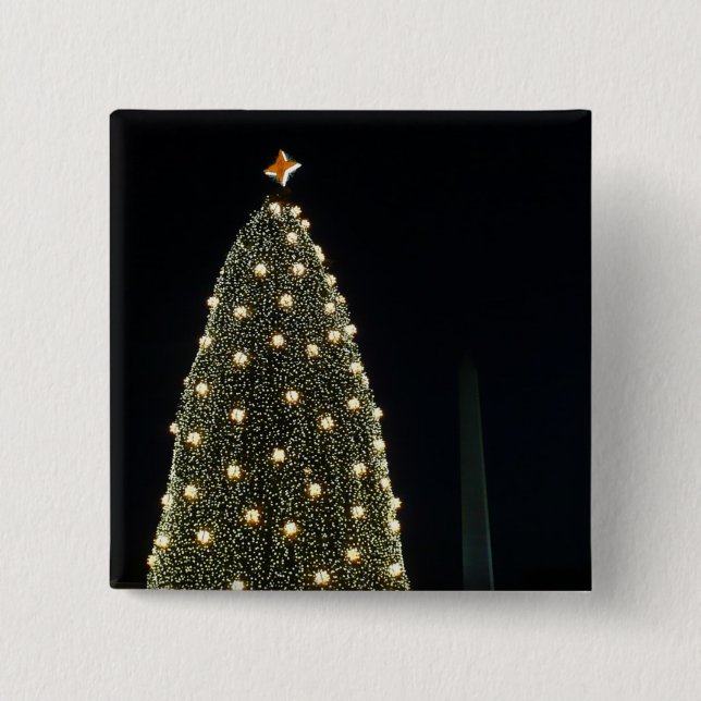 National Xmas Tree & Washington Monument at Night Button (Front)