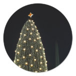 National Xmas Tree & Washington Monument at Night Classic Round Sticker