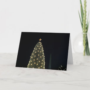 National Xmas Tree & Washington Monument at Night Holiday Card
